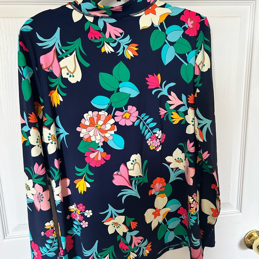 LOFT Blue One Piece Swimsuit with Long Sleeves - Picture 6 of 7